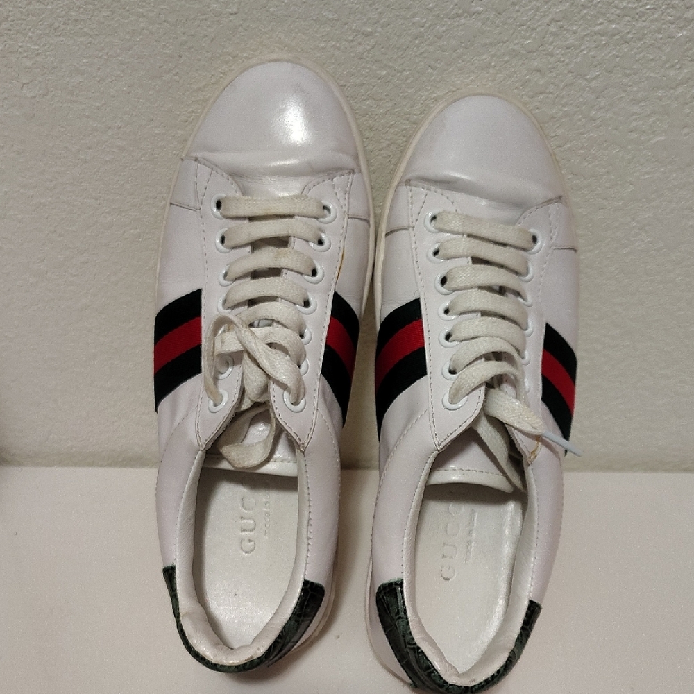 Gucci  White Sneakers with Red and Black Accents / Unisex 35/36 $225